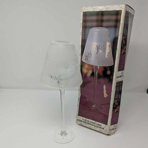 Traditions Frosted Glass Shade Votive Tealight Silent Night Holy Candle Holder - Picture 3 of 13